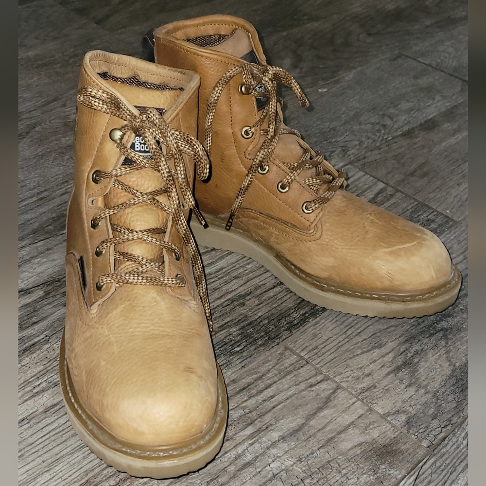 Georgia Boots Waterproof Wedge Work Boots Lace Up Brown GB00133 Grunge